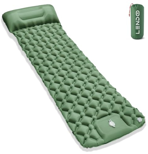 LENDOO Materassino da Campeggio, 195*60CM Materassino Autogonfiante con Cuscino Ultraleggero Materassino Trekking Portatile Materassino Autogonfiante, Airbag con pompa a Pedale per Campeggio,Outdoor