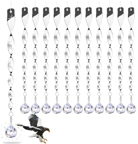 Mino Plus Reflektierende Vogelschreck Vogelabwehr,Vogelabwehr Reflektor Hängend,Aufhänger zur Vogelabwehr,Seitliches Vogelabwehrmittel,Vögel Vertreiben,Vogel Abwehr,Hochwirksamer Windspirale (C)