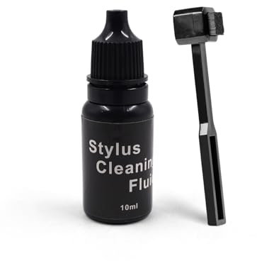 MayRecords Vinyl Stylus Cleaning kit 2-in-1 - Includes Anti Static Brush and 10 ml Needle Solution Cleaner-Stylus Cleaning Kit to Clean LP Record Player Cartridge Needle (square)
