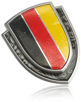 Adesivo per Auto con Bandiera Germania, 3D Silicone Adesivi Resinati Bandiera Nazionale Germania Argento Emblema per Auto Finestrìno Scooter, per auto, moto, casco, decorazione per la casa