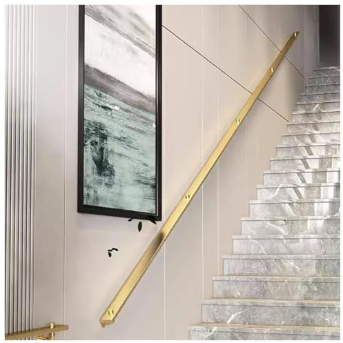 Gold Stair Banister il 100cm Wall-Mounted Indoor/Outdoor Staircase Support Rod Grab Rail for Steps Safety Railing for Stairs Stylish Stairway Guard