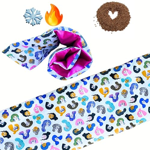 YAJOI WomenHug - Bouillotte Sèche XXL 60x20cm aux Graines de Lin - Design Girl Power - Soulagement Naturel Règles, Dos, Détente - Fabriquée en France - Housse Lavable