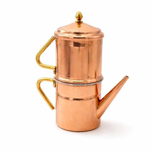 ESPOMASISHOP Caffettiera Napoletana in Rame - Cuccumella Tradizionale Fatta a Mano, Varie Misure (4 TAZZE)