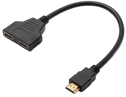 KIRVOS Adaptador HDMI Splitter 1 Entrada 2 Salidas,1 In 2 out 1080P hdmi Macho a Doble HDMI Hembra,para Monitores Duales Duplicados/Espejo,Dos pantallas no se pueden mostrar al mismo tiempo