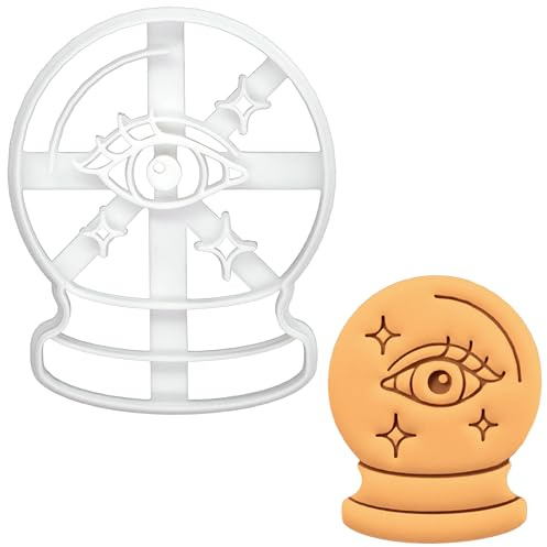 BAKERLOGY All-Seeing Crystal Ball Cookie Cutter – Mystical Eye Biscuit Embosser, Witchcraft Fondant Stamp for Divination Baking, Intuition Crafts, and Spiritual Occasions