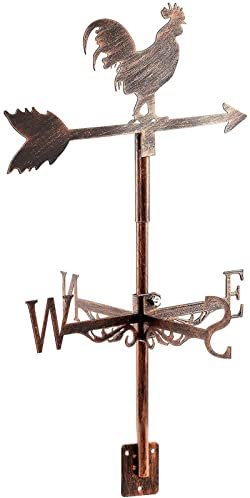 Veletas de Gallo, Veleta de Metal, indicador de dirección del Viento para Patio, jardín, Arquitectura, Techo, medición de Hierro Forjado, Pintura en Aerosol, Mini casa Vintage, Granja
