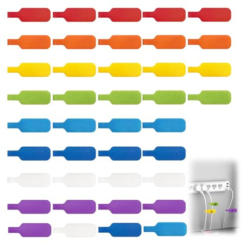 40 Stück Kabeletiketten Kabel, Wiederverwendbar Kabelbeschriftung Mehrfarbige Kabeletiketten Kabel Beschriftung Nylon Write On Cord-Etiketten 4.5 cm x 2 cm Zum Identifizierung von Kabel Drähten