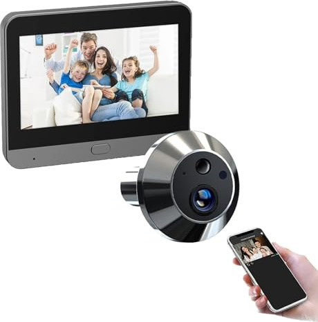 WLAN Türklingel mit 120° Weitwinkel und PIR-Sensor, 4.3 Zoll LCD Monitor 1080P HD Nachtsicht Smart Digitaler Türspion Kamera, Digitale Türsprechanlage Türspion Kamera