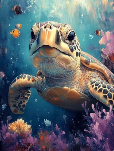 Diamond Painting Marine Turtles Diamond Painting Vuxna, Diamantmålning Fiske Diamant Crystal Art 5D DIY Strass Korsstygn Broderi Hantverk Heminredningskit 20x30 cm -wyl250697