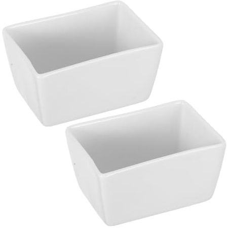 OFFSCH Azucarero Rectangular De Cerámica Blanca 170 Ml, Soporte Funcional Para Sobres De Azúcar y, Resistente y Fácil De Limpiar, Adecuado Para Cocina y Mesa Comedor, Pack De 2 Unidades
