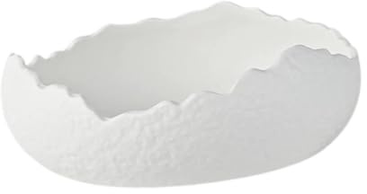 DimyFew Ciotola Da Portata Ciotola Da Dessert Insalatiera Piatto Snack in Ceramica Irregolare con Finitura Liscia Adatta per Cucina Sala Da Pranzo Decorazione, Bianco, Piatto