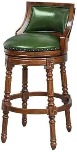 DZYHFCO Barhocker, Vintage-Hocker, hohe europäische Rückenlehne, Drehstuhl, Holz, leicht, Luxusstühle (grün)