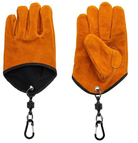 Guanti da barbecue in pelle resistente al calore con chiusura magnetica per la sicurezza per cucinare all'aperto e campeggio con tessuto interno ignifugo