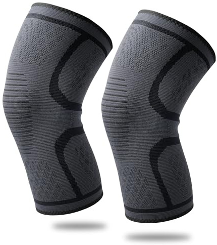 Rodillera para mujer y hombre, 2 unidades, con compresión para correr, baloncesto, rodilleras, transpirables y antideslizantes, rodilleras para apoyo articular y aliviar el dolor (L)