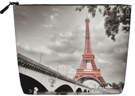 Tower Paris Patterned Single Layer Cosmetic Bag, Travel Toiletry Bag, Suitable for Business Trips and Daily use.