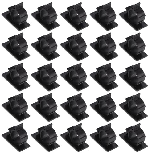 jojofuny Large Nylon Hose Clip Clamps 50Pcs Self-Adhesive Pipe Brackets for Cable Management and Air Conditioning Pipe Fixing in Black