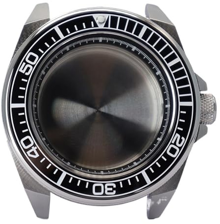 1st Silverfodral 43mm Klockfodral Safirglas for NH35 NH36 NH38 NH34 4R36 Automatiskt urverk Keramisk ram(Black Ring 2)