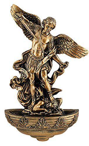 Saint Michael The Archangel Resin Holy Water Font, 9 Inch