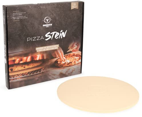 MOESTA-BBQ 10373 Pizzastein No. 1 - Rund 36,5cm Durchmesser - Cordierit Naturstein - Italienischer Genuss vom Grill