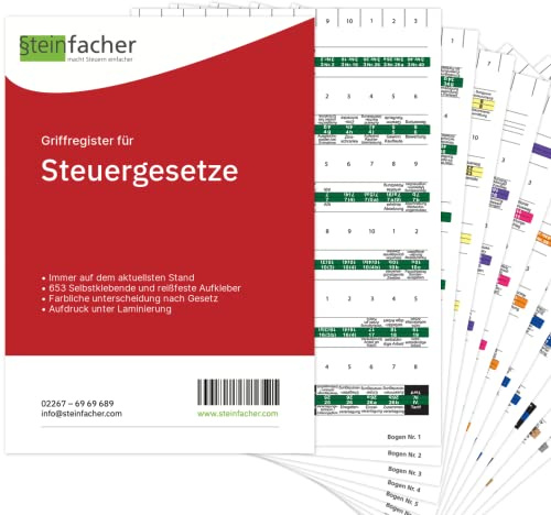 Steinfacher Griffregister für STEUERGESETZE (MIT amtlichen Überschriften)