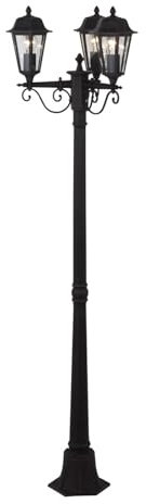 Post Light 'Lamina' (Antique, Vintage) in Brown Made of Aluminium (3 Light Sources, E27) from Lindby | Pole Light, Lantern