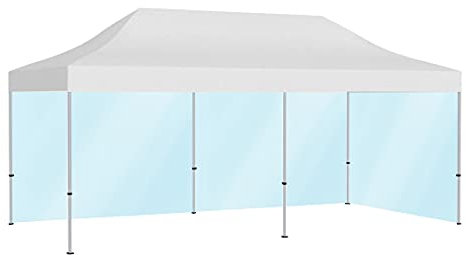 Vispronet® Profi Faltpavillon Basic 3x6 m ✓ mit 2 Vollwänden Transparent ✓ Dach Weiß ✓ versch. Größen & Farben ✓ Scherengittersystem