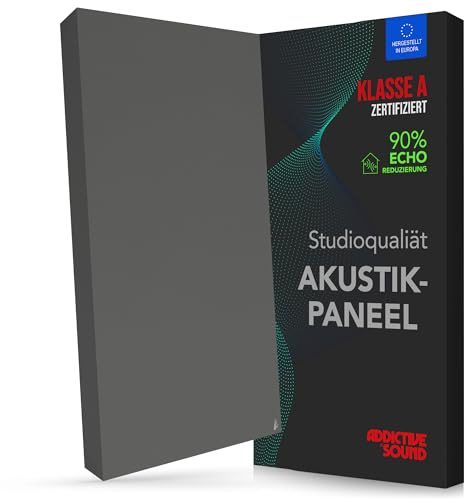 Addictive Sound Schallabsorber Premium 100x50x11 cm, Klasse A, Grau | Studioqualität-Akustikpaneel mit Akustikwolle, nicht brennbarer Kern A1, EU-produziert, Montageset für Wand und Decke