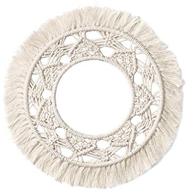 BESPORTBLE Handgewebter Runde Makramee Wandteppich Aus Reiner Baumwolle Kreative Boho Wanddekoration Für Wohnzimmer Schlafzimmer Babyzimmer Umweltfreundliche Innenraumgestaltung