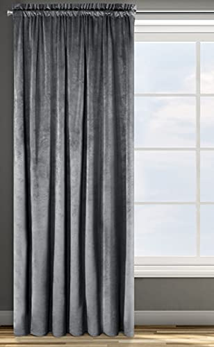 Eurofirany ROSA Tenda in Velluto con Fettuccia Arricciatenda - 1 Unità, Soffice, Pannello, Drappo Classico, Glamour, Elegante, Soggiorno, Camera da Letto, 290 g/m2, 140x270 cm, Grigio Grafite