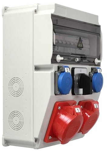 EDO, Baustromverteiler kompatibel mit Hager for protection ASTAT 260 Plus IP65 32A/5P, 16A/5P, 2x200/250V SCHUKO IP44, 0-1(32A), EDO777260