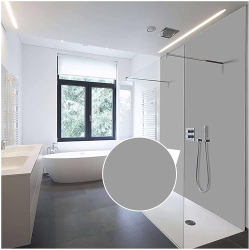 WALLando Premium Duschrückwand 250 x 100 cm – Einfach zu montierende Wandverkleidung für Dusche & Bad – Hochwertige PVC-Duschwand, einfarbig & seidenmatt – Hellgrau