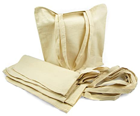 Siglo XXI Publicidad Bolsa Tela 100% Algodón Biodegradable,Lavable,Reutilizable-Asas Largas de 75 cm. Ropa,Manualidades, ir de compras, Medidas 38x42cm,Densidad 145gr/m2,Natural (Pack 50 pcs)