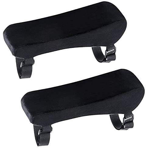 HonGien 2 Stück Comfort Armlehnen Pads Armlehne Polster Büro- und Gaming Stuhl Armlehne Polster, Memory Schaum Schreibtischstuhl Armlehnen Pads für Ellenbogen-Relief, Schwarz