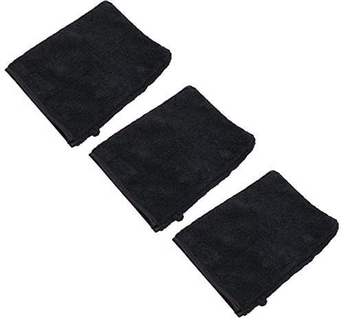 HEALLILY 3Pcs Facial Cleansing Gloves Soft Microfiber Makeup Remover Cloth Reusable Facial Cloth Pads Facial Washing Mitt Black Face Cloths
