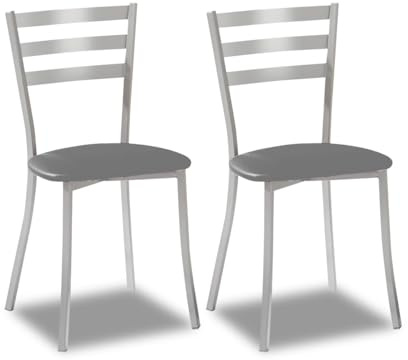 ASTIMESA Dos Sillas de Cocina con Motivos geométricos y Asiento Grafito Estructura de Aluminio Grafito