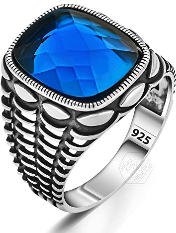 mysilverworld 925 Sterling Silber Blau Zirkonia Stein Herren Ring Metall Zirkonia, Metall, Zirkonia