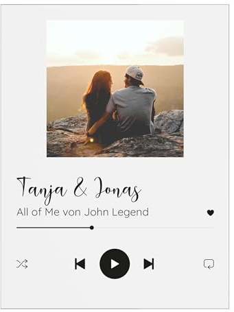 Geschenkfreude Song Cover Glasbild personalisiert mit Foto - A4 9x9 | Glasbild A4 mit Wunschfoto, Musik Cover Bild, Fotogeschenke, Weihnachtsgeschenke für Frauen