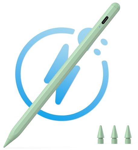 Stylet pour iPad 2018-2026, iPad Pencil avec Adsorption Magnétique & Rejet de Palme, Stylus Pen pour Air 3/4/5/6/7, Pro 11 4/3/2/1/M4 /,12,9 3/4/5/6, Mini 5/6/7(Vert)