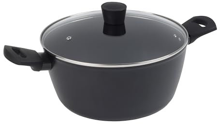 Russell Hobbs RH03266EU7 Verde Thermocollar 28 cm Stockpot with Lid – Healthy Ceramic Non-Stick Coating, PFAS-Free, Recycled Aluminium Body Soup Pot, Side Handles, Temperature Indicator Cookware