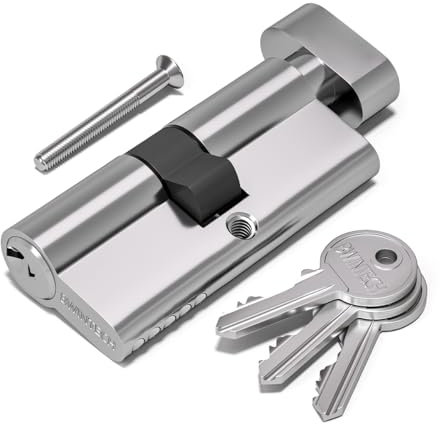 Bwintech 100mm(50T/50) Chrome Plated Euro Cylinder Lock,Door Barrel Lock,Thumbturn Knob with 3 Standard Keys,Anti-Pick,Anti-Bump,Anti Drill,High Security for UPVC,Wooden,Composite Doors