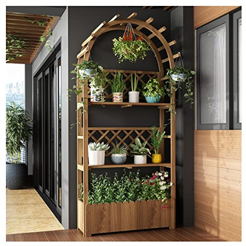 asdchZen Tavolo da Giardino per Fioriera Montato A Pavimento per Piantare, Balcone da Cortile Banco da Lavoro in Legno Massello Stazione di Piantagione (91X30X200 Cm)