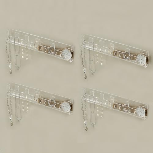 FFK Halsketten-Organizer, Schmuckaufbewahrung, Halter, Armbänder, Ohrringe, Schlüssel, Aufhänger, selbstklebende Wand, Acryl, Schrank-Display