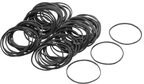 sourcing map 100 Pack Rubber Band Stretchable Rubber Elastic Band Black 50mm x 1.4mm Hair Rubber Bands for Home Office