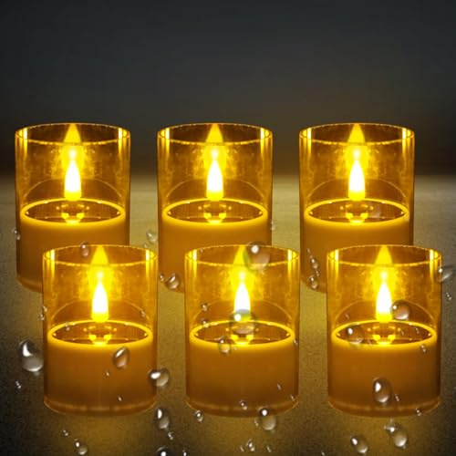 Recitem Solar Teelichter Led Kerzen, 6 Stück Solar LED Kerze Außen Wasserdicht Kerzen, Flammenlose Kerzenlicht Solar, Wasserdichtes Teelicht mit Pilz für Garten, Zuhause, Tisch, Balkon, Innenhof