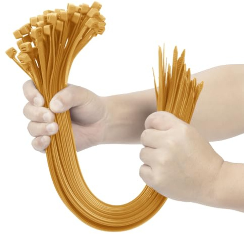 XINGO Gold 24 Inch Zip Ties Heavy Duty 100 Pack, 200 LBS Ultra Strong Plastic Wire Ties, Large Cable Ties Extra Long Tie Wraps, Indoor and Outdoor UV Resistant