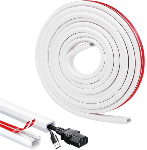 4 Metros Canal de Cable Flexible, 15mmx 10mm Cable Canaleta Cables Pared Adhesivo, Cables Pequeña de TV para Sistema, Cables en el Suelo de la Pared, Blanco