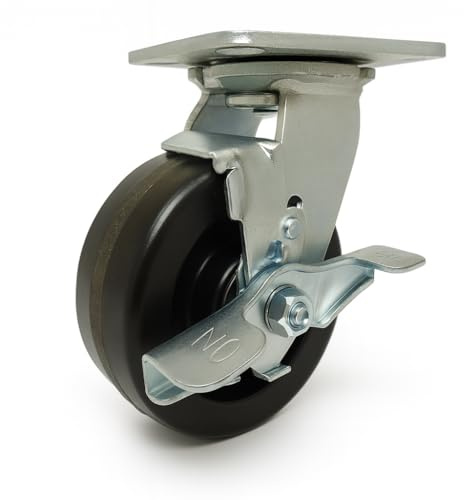 5x2 Swivel Casters Phenolic Wheel with Brake, Supports 1,000 lbs Each (4), Perfect for Industrial Equipment, DYI Projects, Medical Equipment