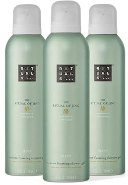 RITUALS The Ritual of Jing 3 duschskum – sömnskum – duschgel med sandelträ och lavendel – avslappnande och lugnande doft – ekonomipack 3 x 200 ml
