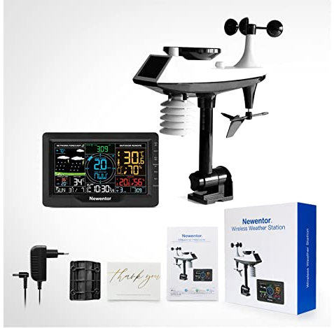 Stations météo Station météo sans fil intérieur extérieur capteur vent pluviomètre thermomètre hygromètre numérique baromètre prévision pour la maison, le jardin et la ferme(Weather station)
