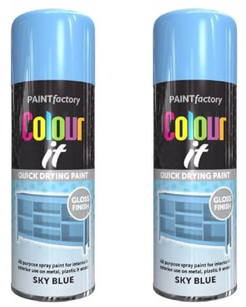 DIOXSTAR Sky Blue Spray Paint, 400ml (2 PCS), Gloss Finish, Quick Drying, All Purpose, Indoor/Outdoor